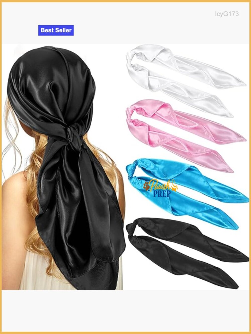 4 Pack 35" Large Square Silk Feel Satin Head Scarf Wrap for Hair Sleeping